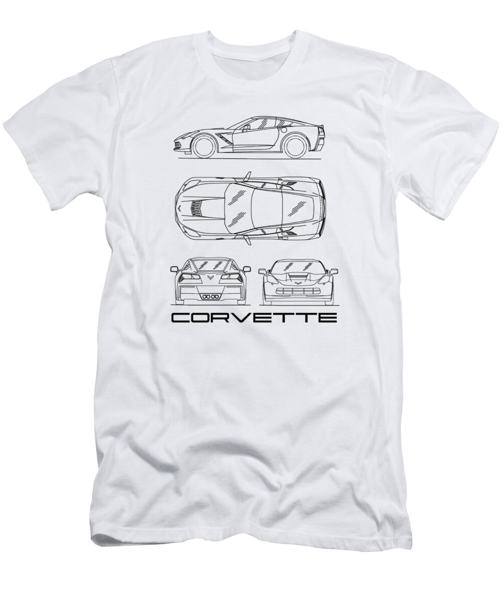 Chevrolet Chevy C7 Corvette Model Car Graphic Art T Shirt S-5X